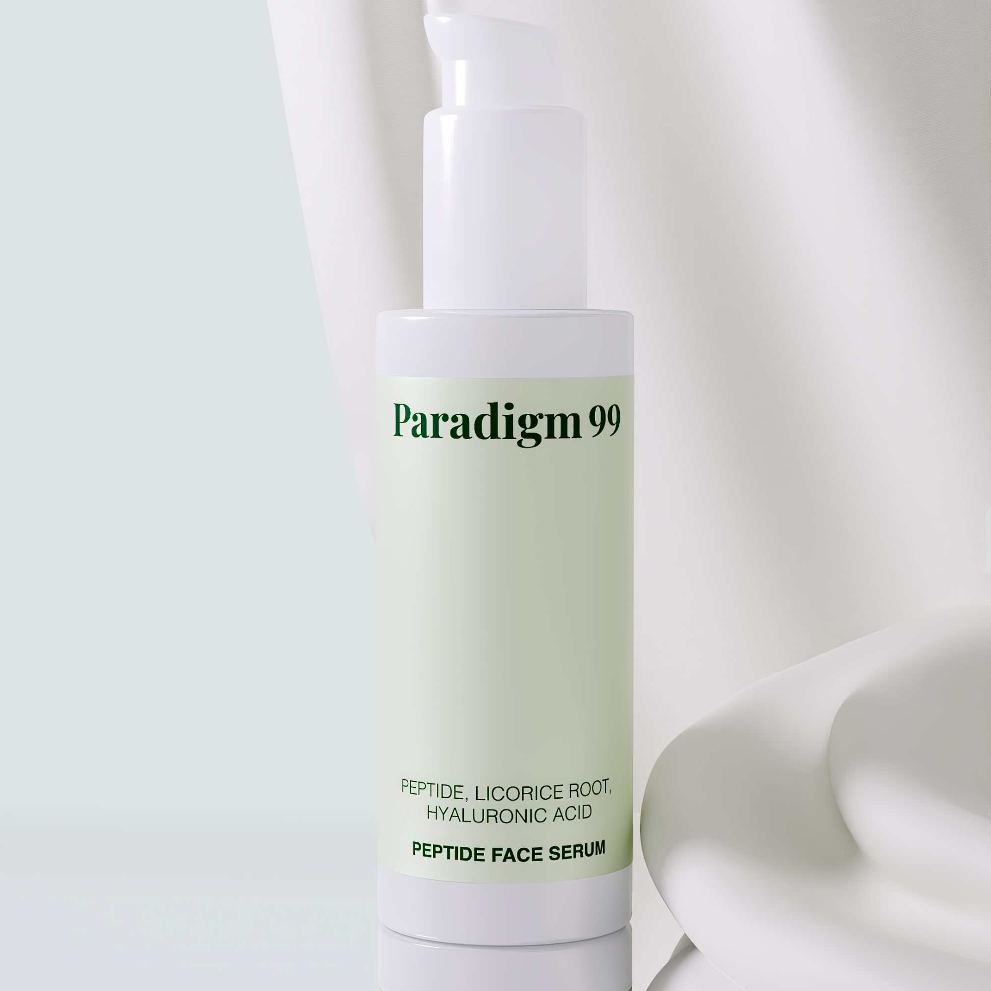 Paradigm 99 peptide face serum bottle on a light background